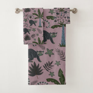 Seamless pattern Tropical animals monkey jumping Bath Towel Set
