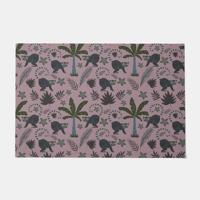 Seamless pattern Tropical animals monkey jumping Doormat (Front)