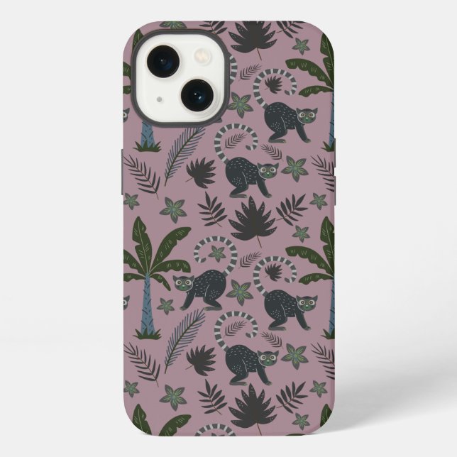 Seamless pattern Tropical animals monkey jumping Iphone Case (Back)