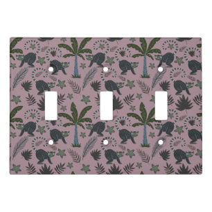 Seamless pattern Tropical animals monkey jumping Light Switch Cover