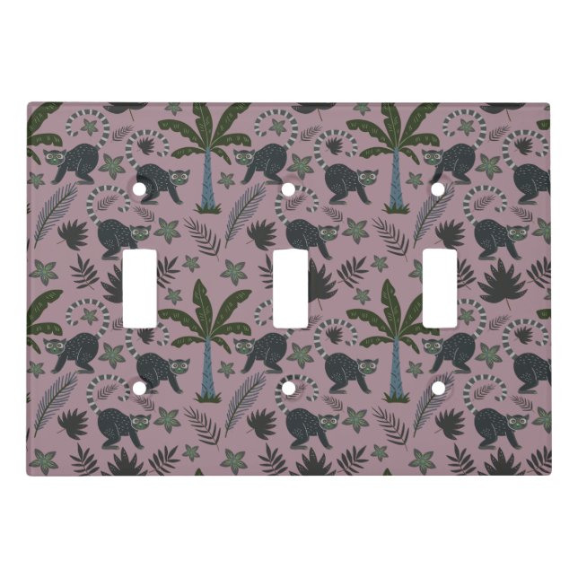 Seamless pattern Tropical animals monkey jumping Light Switch Cover (Front)