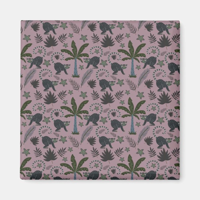 Seamless pattern Tropical animals monkey jumping Magnet (Front)