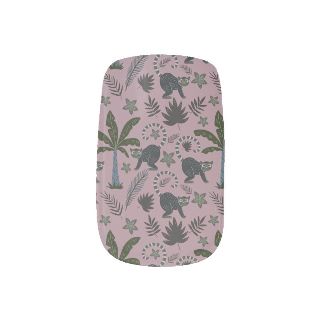 Seamless pattern Tropical animals monkey jumping Minx Nail Art (Left Thumb)