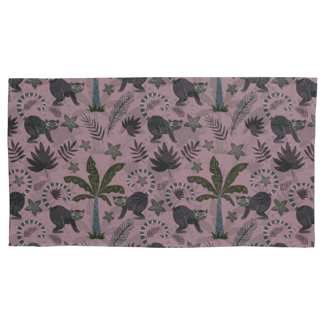 Seamless pattern Tropical animals monkey jumping Pillow Case (Front-Left)