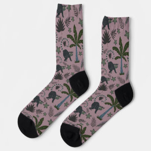Seamless pattern Tropical animals monkey jumping W Socks