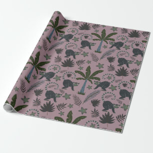 Seamless pattern Tropical animals monkey jumping Wrapping Paper