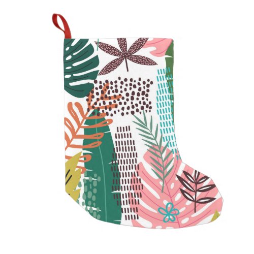 Seamless pattern tropical background with Monstera Small Christmas Stocking