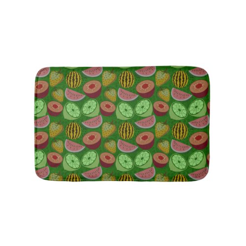 Seamless pattern tropical fruit  green background bath mat