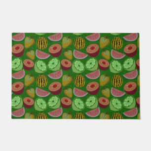 Seamless pattern tropical fruit & green background doormat