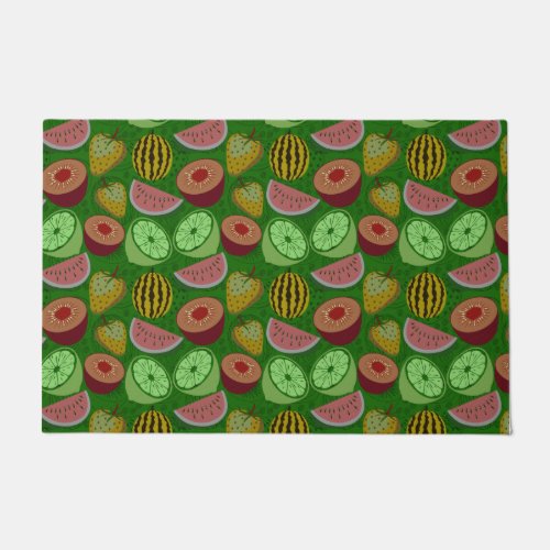 Seamless pattern tropical fruit  green background doormat