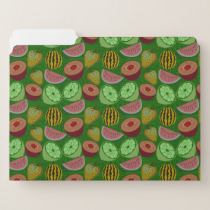 Seamless pattern tropical fruit & green background file folder