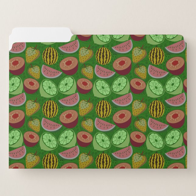 Seamless pattern tropical fruit & green background file folder (Front Left)