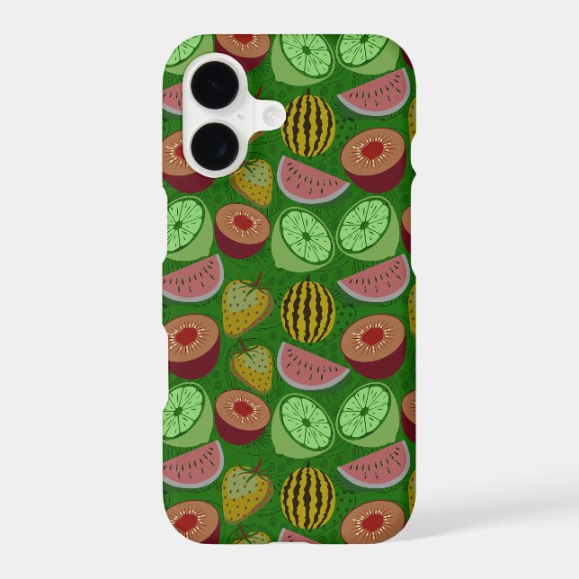 Seamless pattern tropical fruit & green background iphone case (Back)