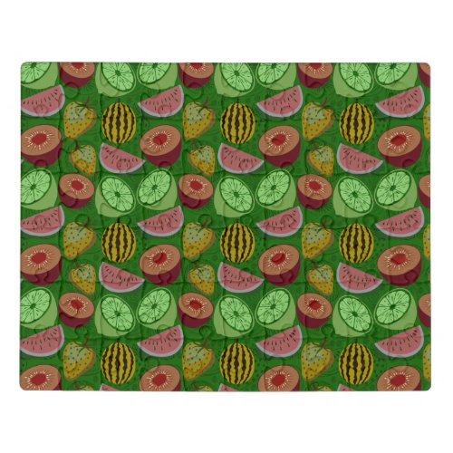 Seamless pattern tropical fruit  green background jigsaw puzzle