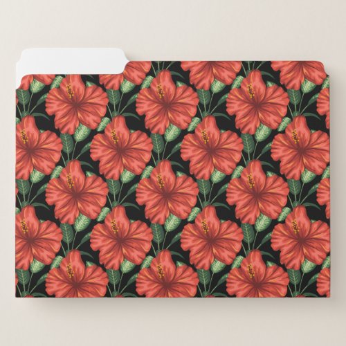 Seamless pattern Tropical red flowers green leaves File Folder