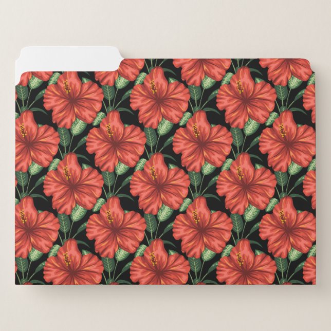 Seamless pattern Tropical red flowers green leaves File Folder (Front Left)