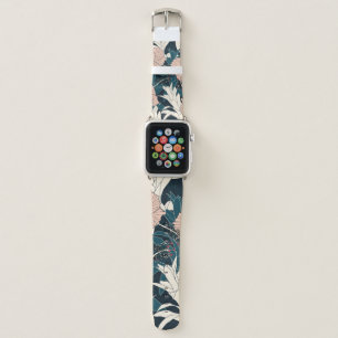 Seamless pattern tropical with pink hibiscus flowe apple watch band