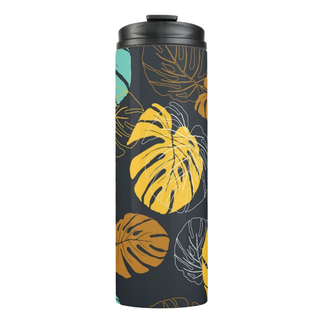 seamless pattern wallpaper of tropical leaf  thermal tumbler (Front)