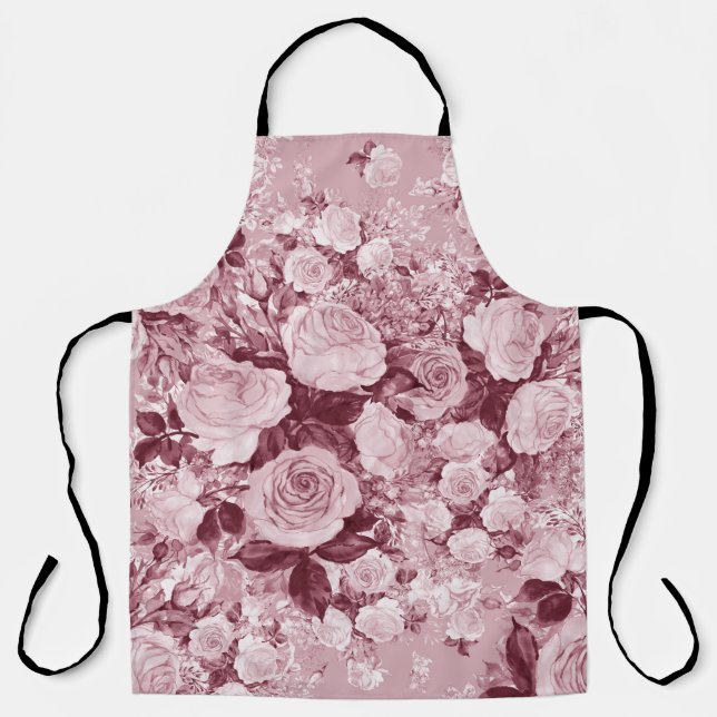 Seamless pattern watercolor bouquet of delicate te apron (Front)