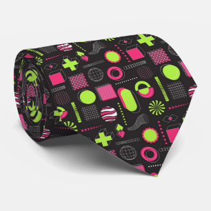 Seamless Pattern With Acid Neon Green And Pink Neck Tie