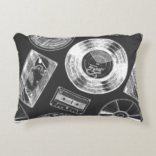 Seamless pattern with Audio and video carriers. Vi Accent Pillow