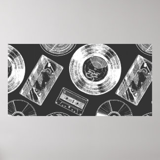 Seamless pattern with Audio and video carriers. Vi Poster