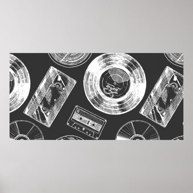 Seamless pattern with Audio and video carriers. Vi Poster (Front)