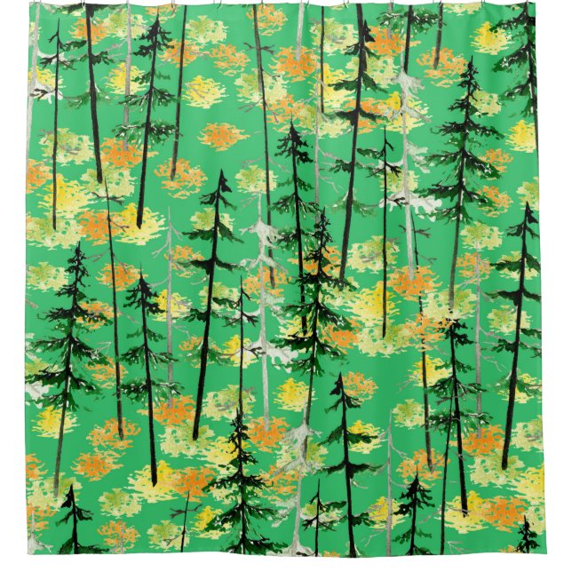 Seamless pattern with autumn forest shower curtain (Front)