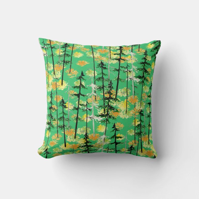 Seamless pattern with autumn forest throw pillow (Front)