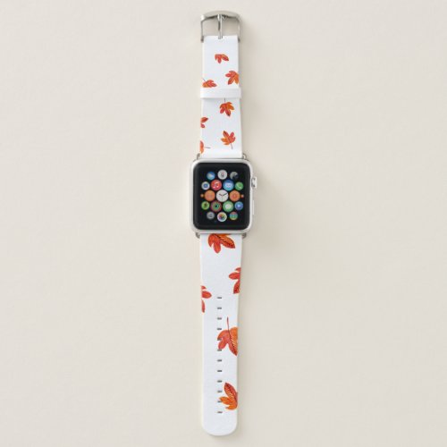 Seamless pattern with autumn leaves Watercolor ha Apple Watch Band