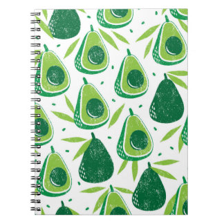 Seamless pattern with avocados. Stamp textured. vi Notebook