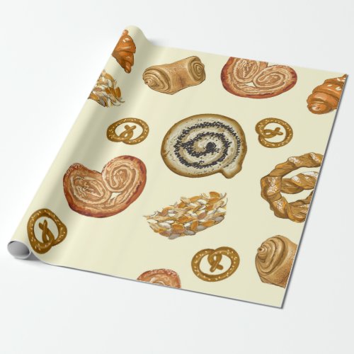 Seamless pattern with bakery product wrapping paper