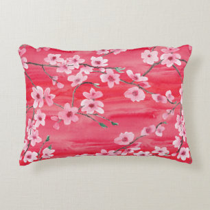 Seamless pattern with Beautiful Cherry blossom flo Accent Pillow