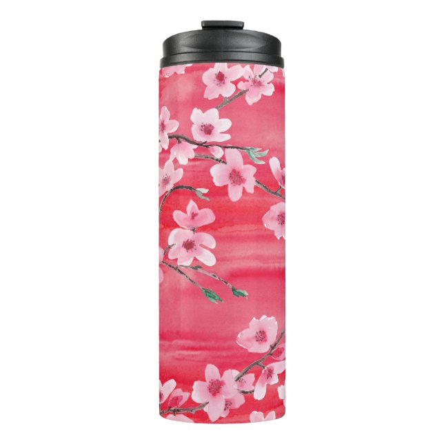 Seamless pattern with Beautiful Cherry blossom flo Thermal Tumbler (Front)