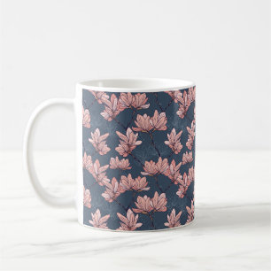 Seamless pattern with beautiful magnolia flowers i coffee mug