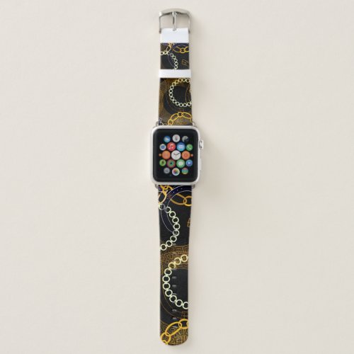 Seamless pattern with belts greek meanders chains  apple watch band