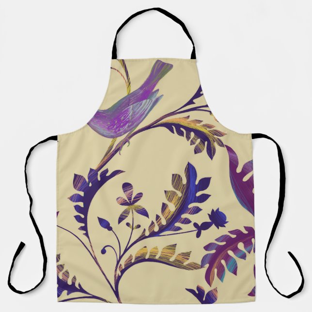 Seamless pattern with birds and branches with exot apron (Front)