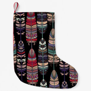 Seamless pattern with birds feathers. Tribal art a Small Christmas Stocking