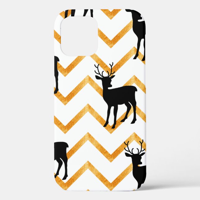 Seamless pattern with black deer and gold texture Case-Mate iPhone case (Back)