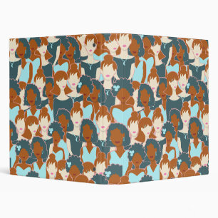 Seamless pattern with black girls and white girls 3 ring binder