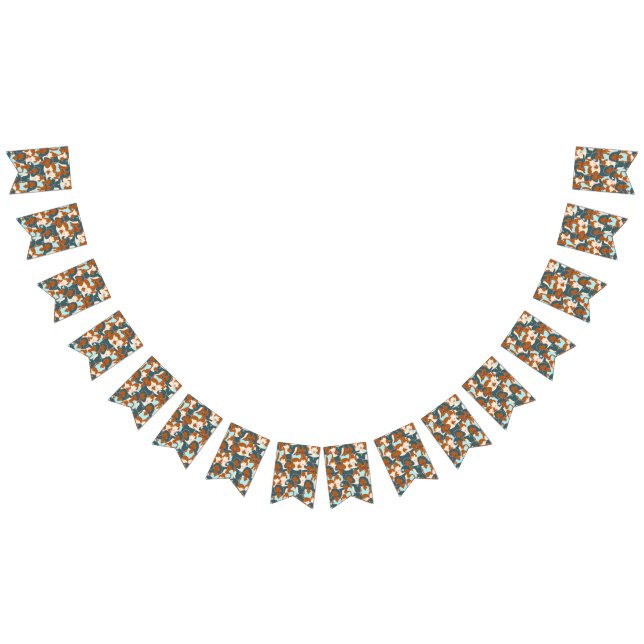 Seamless pattern with black girls and white girls bunting flags (All)