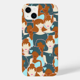 Seamless pattern with black girls and white girls Case-Mate iPhone 14 plus case