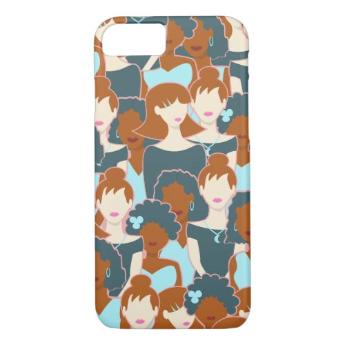 Seamless pattern with black girls and white girls iPhone 87 case