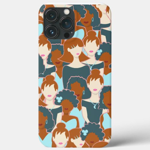 Seamless pattern with black girls and white girls iPhone 13 pro max case