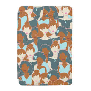 Seamless pattern with black girls and white girls iPad mini cover