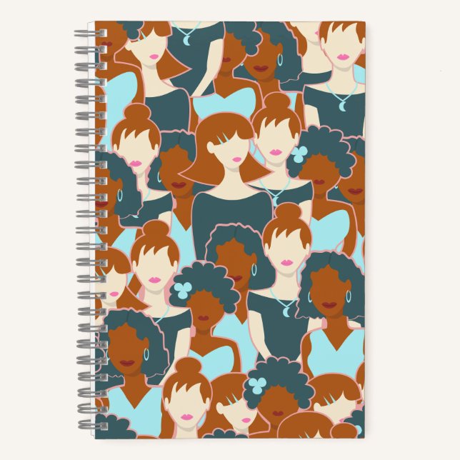 Seamless pattern with black girls and white girls notebook (Front)