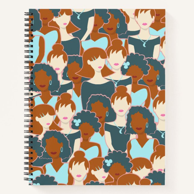Seamless pattern with black girls and white girls notebook (Front)