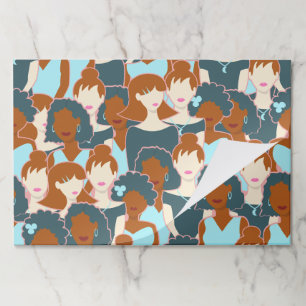 Seamless pattern with black girls and white girls paper pad