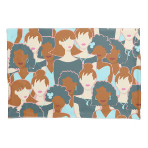 Seamless pattern with black girls and white girls pillow case