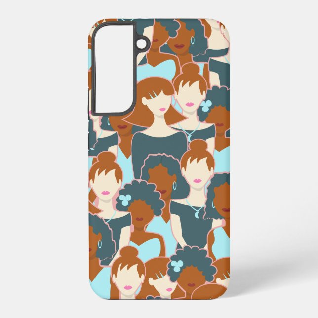 Seamless pattern with black girls and white girls samsung galaxy case (Back)